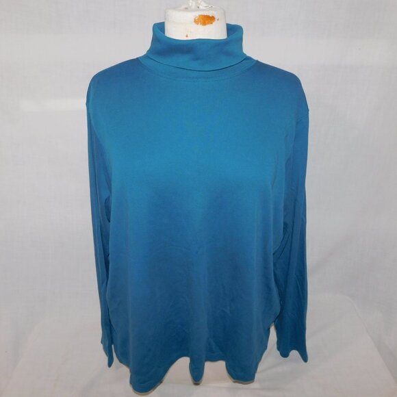 Lot 3 LL Bean Womens 2X Cotton Turtleneck Shirts Red Blue Burgundy - Picture 4 of 9